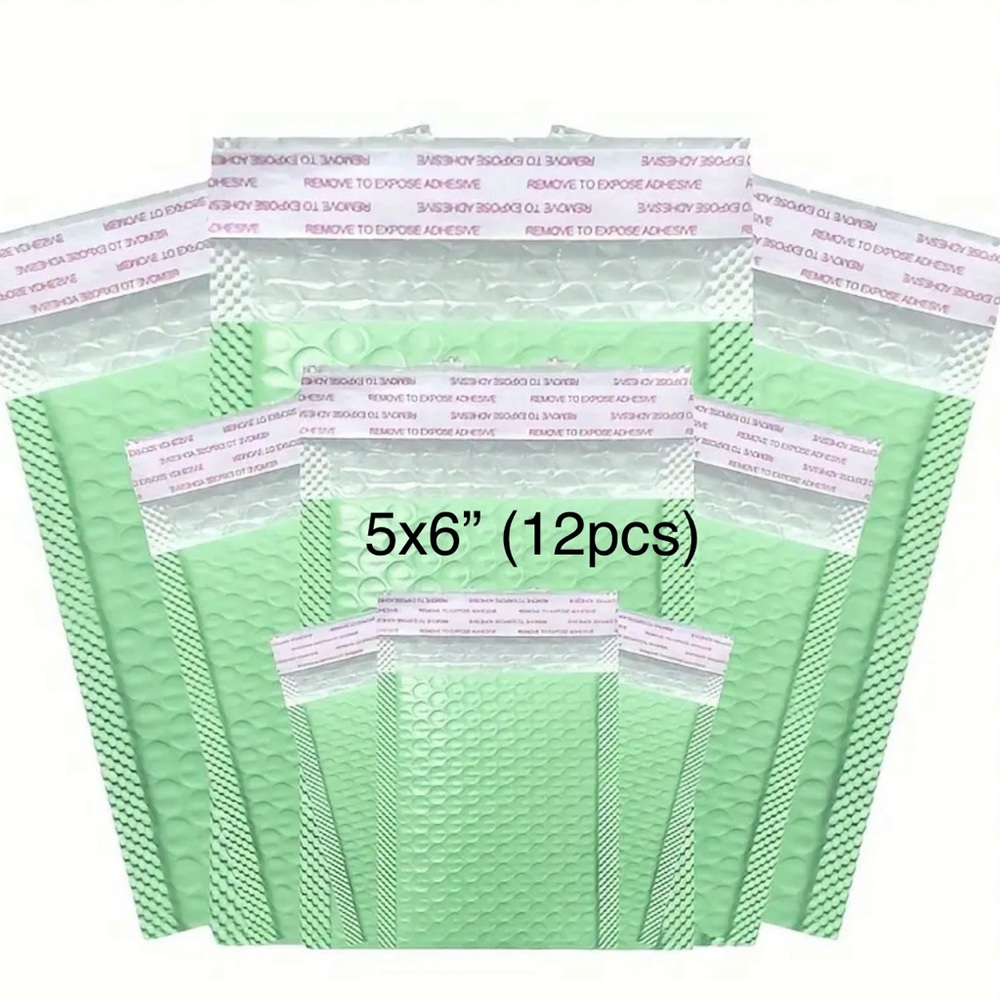 12 Green Bubble Padded Mailers 5x6”